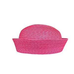 ‼️Made in Italy Woven Straw Bucket Hat with Hot Pink Band Malibu - Crochet Weave Toquilla Straw Bucket Hat | Artesano  main image 2