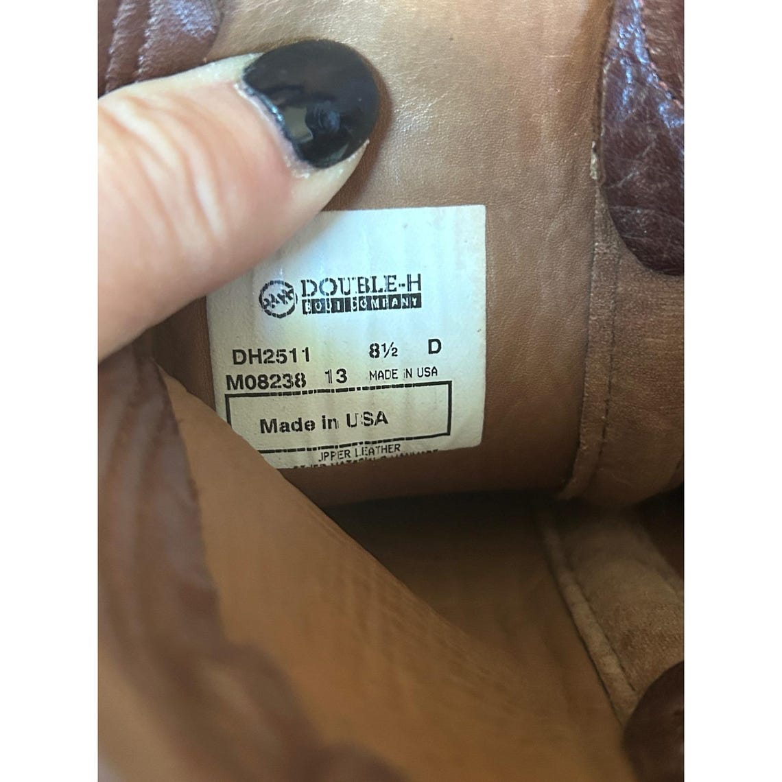 Cowboy Western Work Boots Leather Men's 8.5 D Brown Americana Double-H DH2511, photo 4 of 5