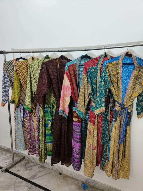 Wholesale Lot Women's Silk Kimono Robe, Dressing gown, kimono jacket, silk kimono, Bridesmaid robes, Boho kimono, Bridal Robe, Kimono dress