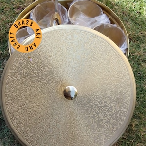Indian Handmade Pure 100% Brass Spice Kitchen Storage Containers/ Masala Box/Storage Box/Decorative Round Spice Box
