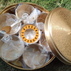 Spice Box Brass Indian Handmade 7 Bowl 1 Box 1 Spoon Kitchen Storage Masala Dabba Decorative Box Containers Bohemian Round Box Gift For You