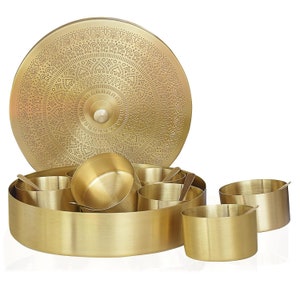 Brass Metal Copper Spice Box Handmade Indian Box Kitchen Storage Masala Box Decorative 100% Pure Gift Item Round Box Containers