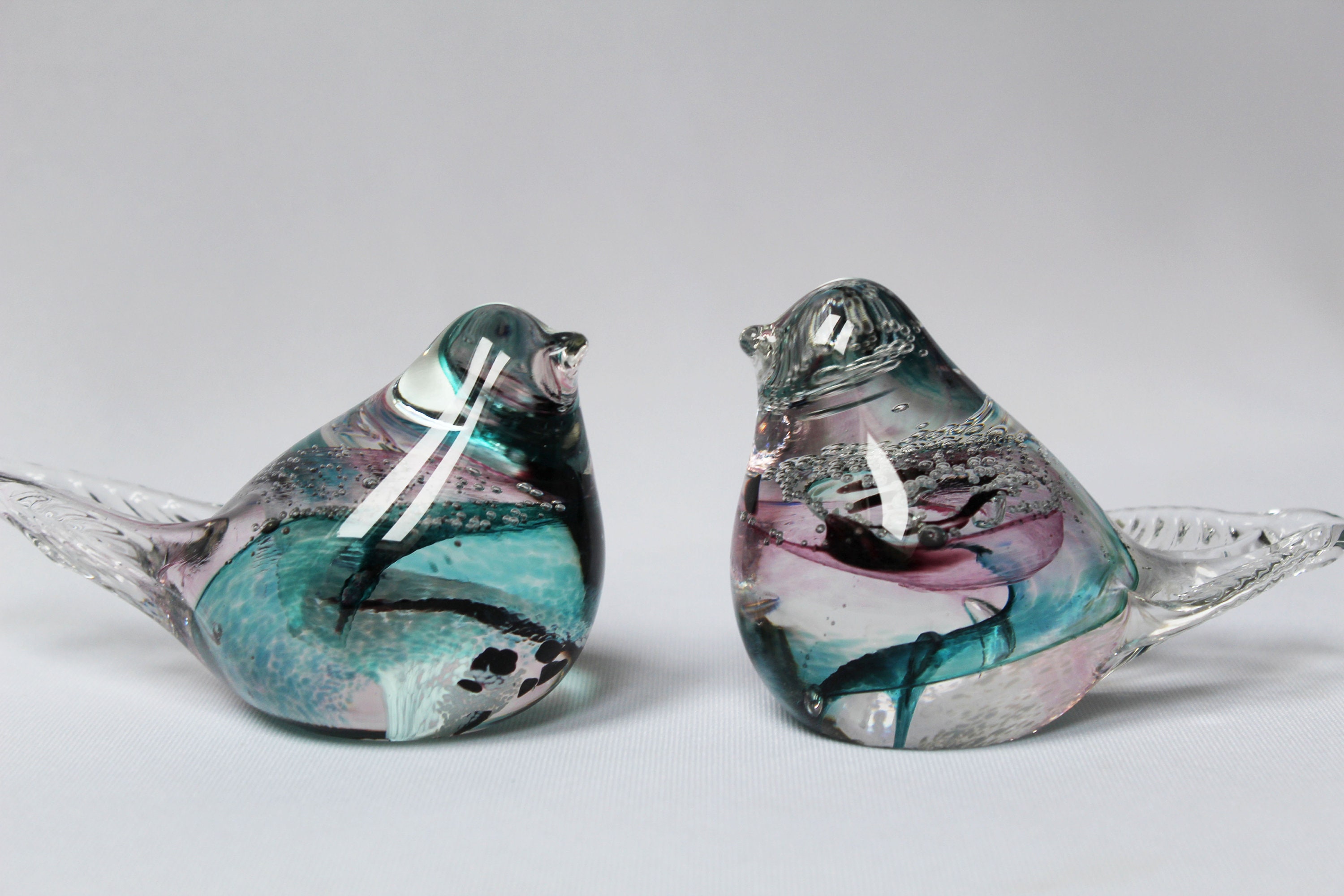 ガラス製の鳥の置物一組 - Etsy 日本