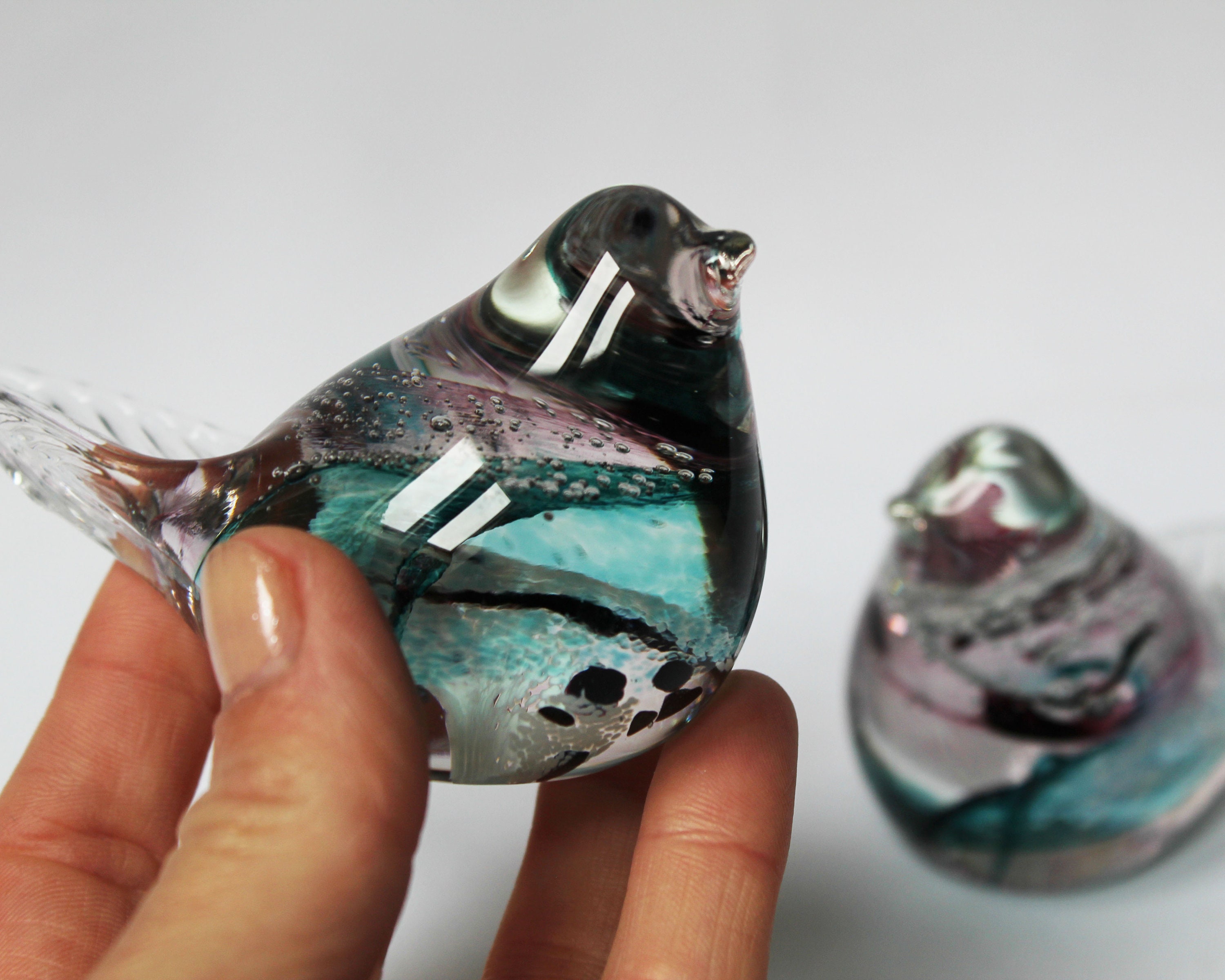 ガラス製の鳥の置物一組 - Etsy 日本