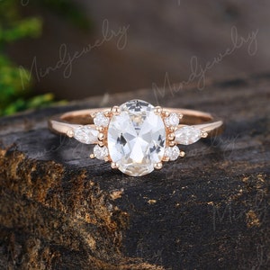 White sapphire and rose gold engagement rings sale