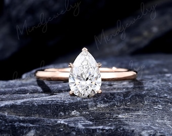 1.5CT Pear cut LAB Diamond Engagement Ring, Lab Grown Diamond Ring, Solitaire Moissanite Classic Simple Engagement Ring, IGI Lab Diamond