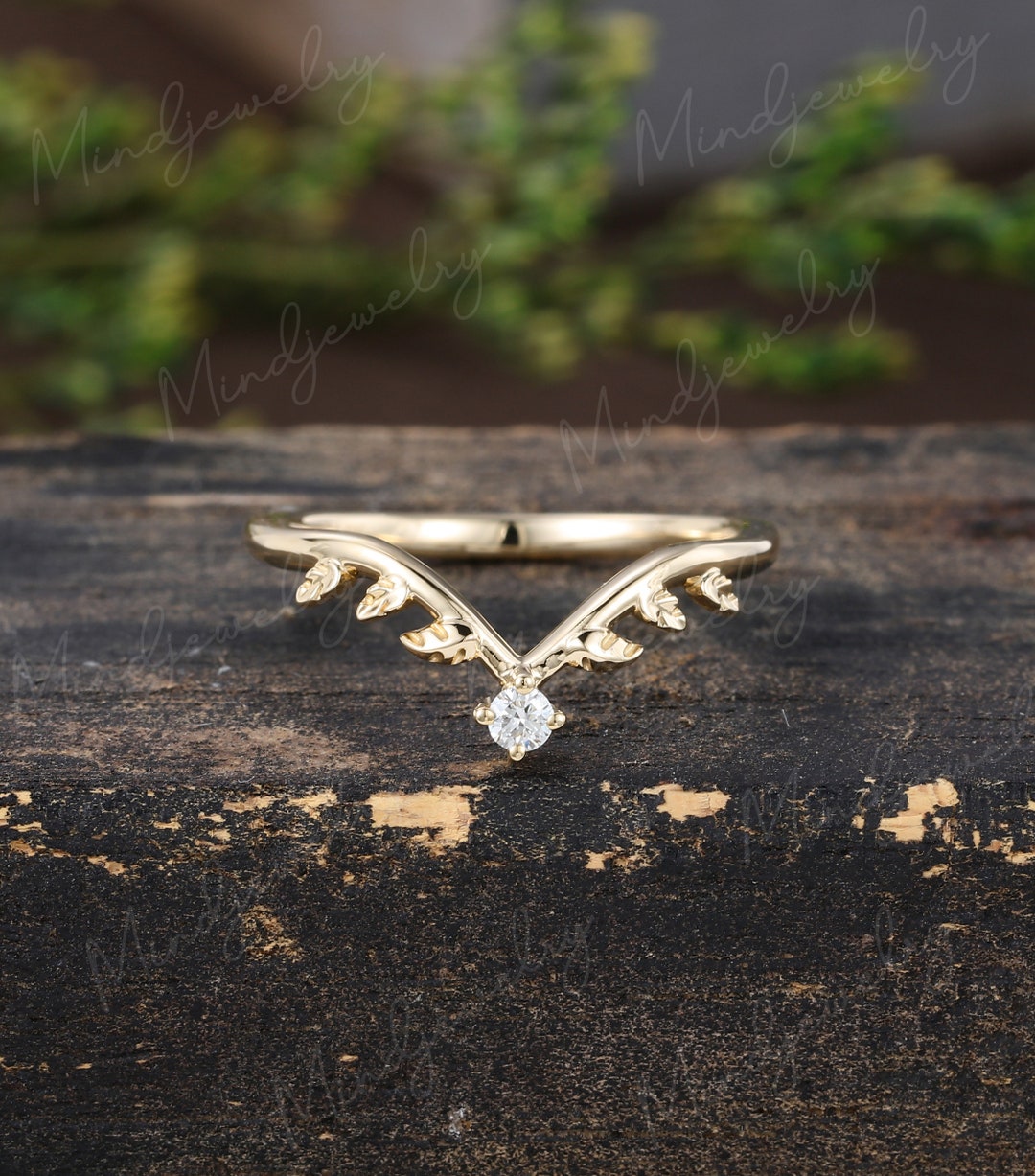 Unique Curved Wedding Band Women Yellow Gold Wedding Band Vintage ...