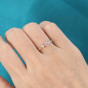 Morganite engagement ring vintage Rose gold engagement ring for women Unique Cluster Antique diamond wedding Bridal Promise Anniversary gift image 9