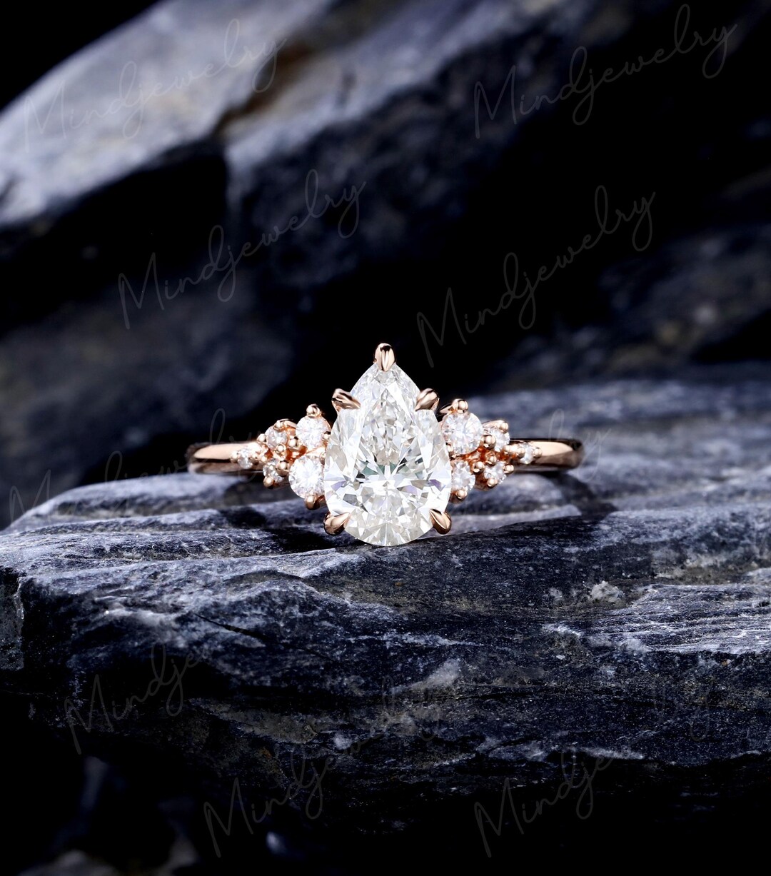 6*9mm Pear Cut LAB Diamond Engagement Ring Pear Solitaire Moissanite ...