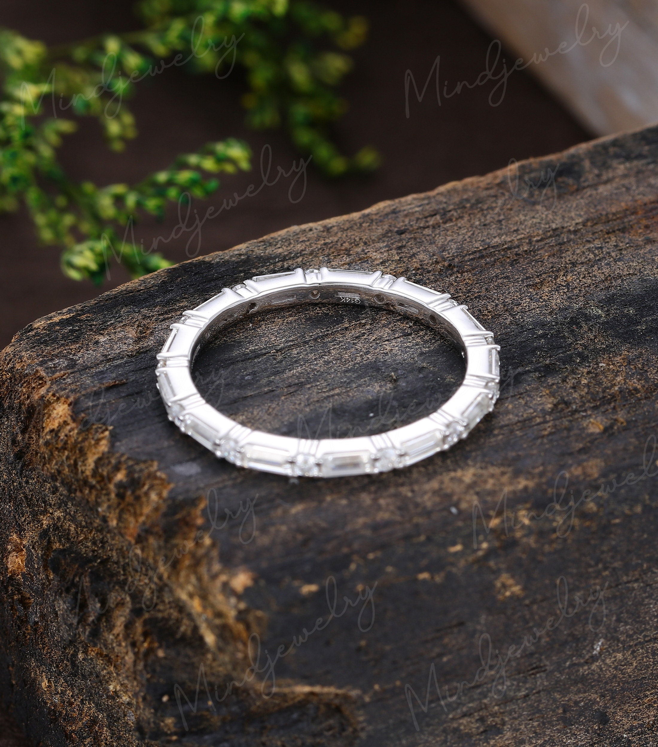 Unique White Gold Wedding Band Women Full Eternity Baguette - Etsy