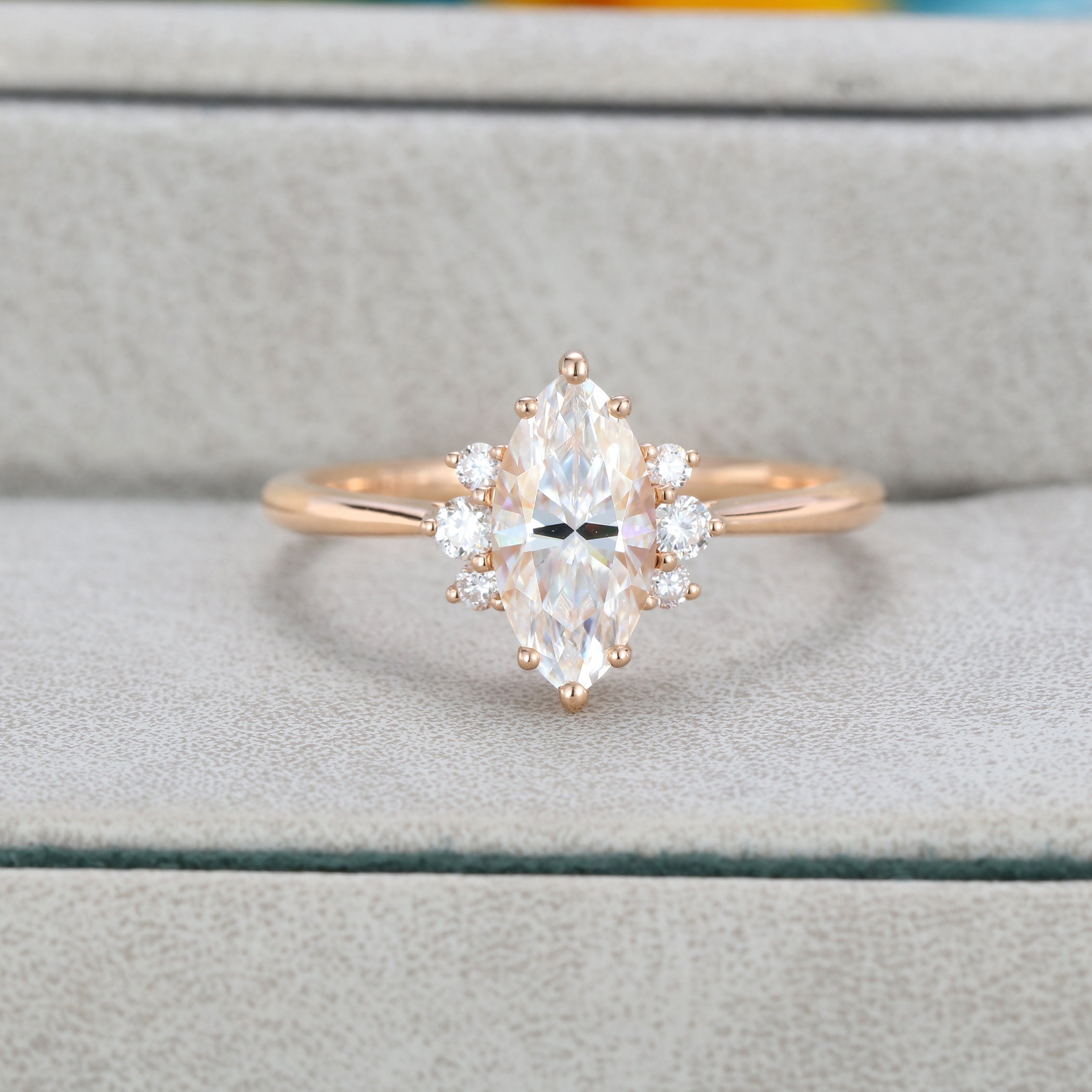 Marquise cut moissanite engagement ring rose gold engagement | Etsy