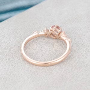 Morganite engagement ring vintage Rose gold engagement ring for women Unique Cluster Antique diamond wedding Bridal Promise Anniversary gift image 6