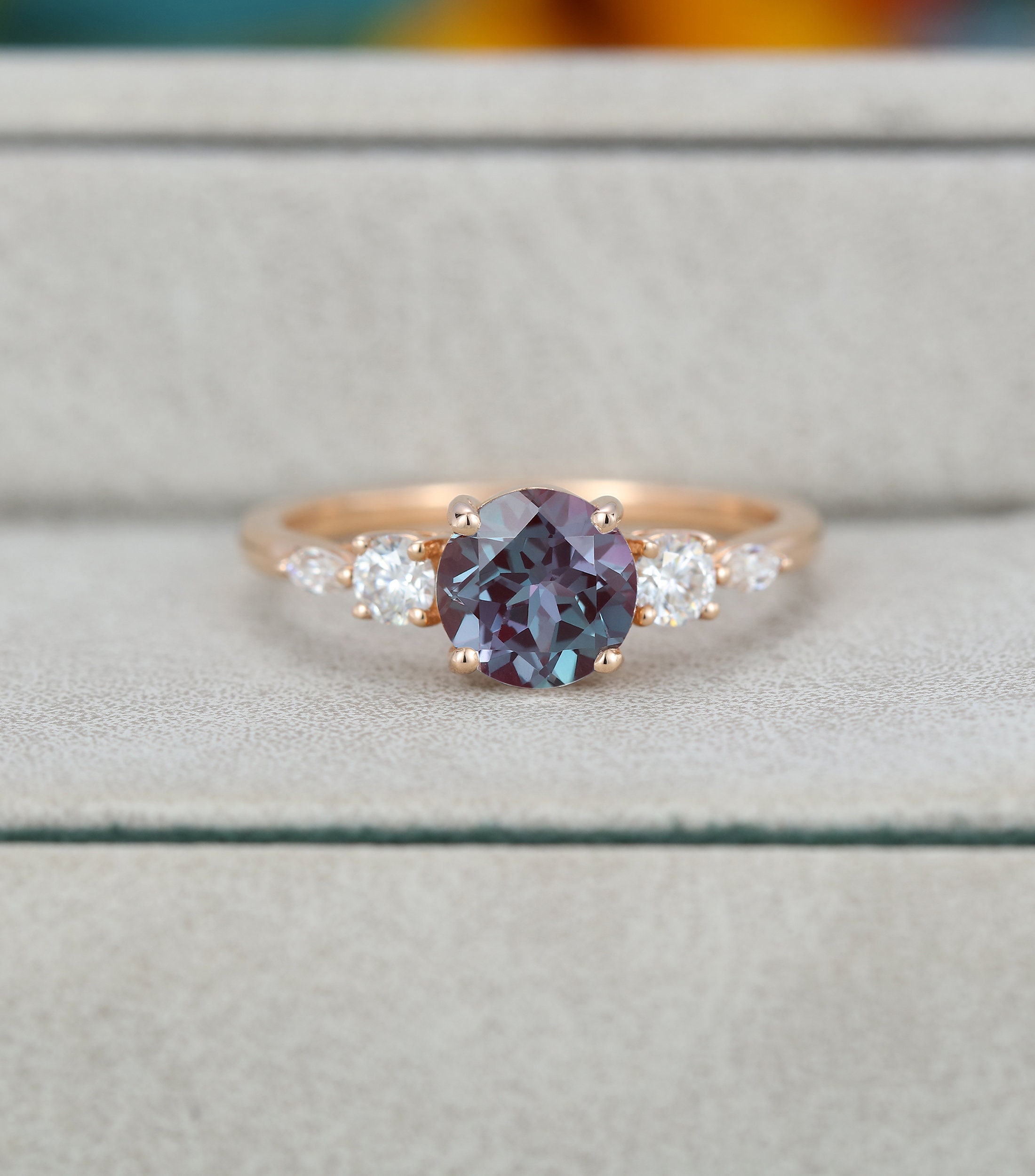 Alexandrite engagement ring Rose gold Unique engagement ring | Etsy
