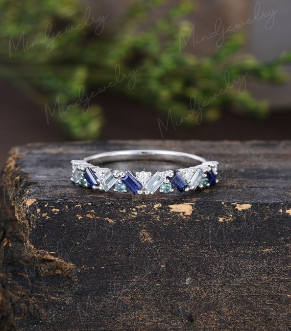 Aquamarine baguette band store