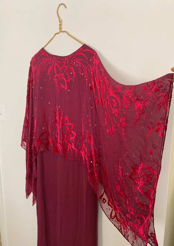 Vintage 80s silk velvet burnout dress