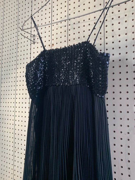 Vintage 50s sequined pleated chiffon evening gown