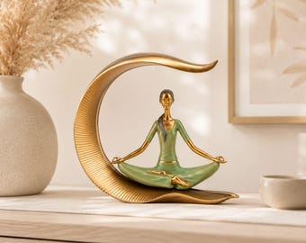 Yoga Lady Statue Lotus pose Sculpture Méditation Decor Zen Figurine cadeau spirituel pleine conscience Art maison Yoga chambre accent relaxant énergie zen