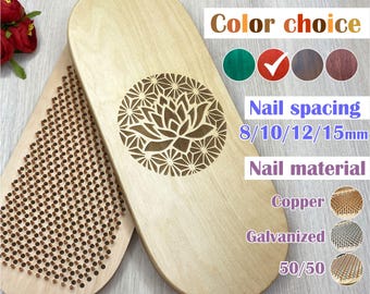 Sadhu board with lotus, Inexpensive sadhu board, Custom yoga gifts, Meditation, Wooden Sadhu Board with nails for foot massage, Women gifts