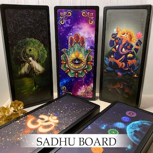 Sadhu board with drawing, Beautiful Sadhu board, Meditation gift, Natural wood,  Wooden Sadhu Board with nails, Custom yoga gifts