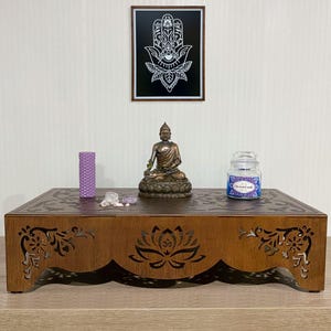 Meditation Table Floor Altar, Wooden Zen Table for Yoga, Prayer, Rituals, Handmade Meditation Table, Wooden Meditation Altar Table