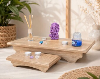 Ensemble de tables d'autel en bois pour méditation yoga sanctuaire présentoir en cristal décoration spirituelle zen autel reiki grille de cristal