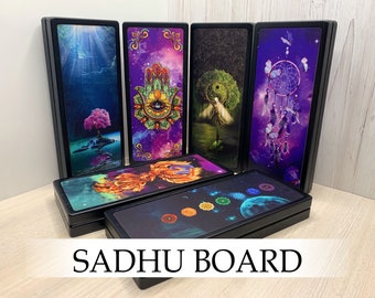 Sadhu board with drawing, Beautiful Sadhu board, Meditation gift, Natural wood,  Wooden Sadhu Board with nails, Custom yoga gifts