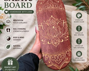 Sadhu Nail Board with Lotus Design | Wooden Acupressure Board for Meditation & Foot Massage | Yoga Gift for Mindfulness