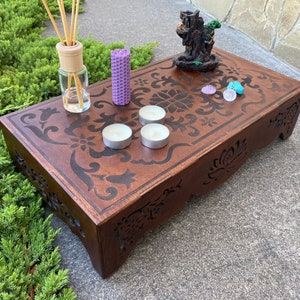 Petite table, Table de méditation, Table de prière, Autel de méditation, Table à thé, Autel bouddhiste, Table japonaise, Yoga, Table en bois, Spirituel