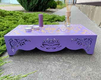 Mesa pequeña, Mesa de meditación, Mesa de oración, Altar de meditación, Mesa de té, Altar budista, Mesa japonesa, Yoga, Mesa de madera, Espiritual