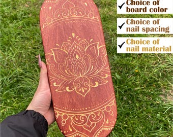 Sadhu Nail Board with Lotus Design | Wooden Acupressure Board for Meditation & Foot Massage | Yoga Gift for Mindfulness