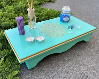 Mesa pequeña, Mesa de meditación, Mesa de oración, Altar de meditación, Mesa de té, Altar budista, Mesa japonesa, Yoga, Mesa de madera, Espiritual