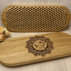 Meditation gift, Custom yoga gifts, Wooden Sadhu Board with nails for foot massage, Sadhu Brett, Board With Nails, Meditation Tools