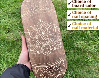 Sadhu Nail Board with Lotus Design | Wooden Acupressure Board for Meditation & Foot Massage | Yoga Gift for Mindfulness