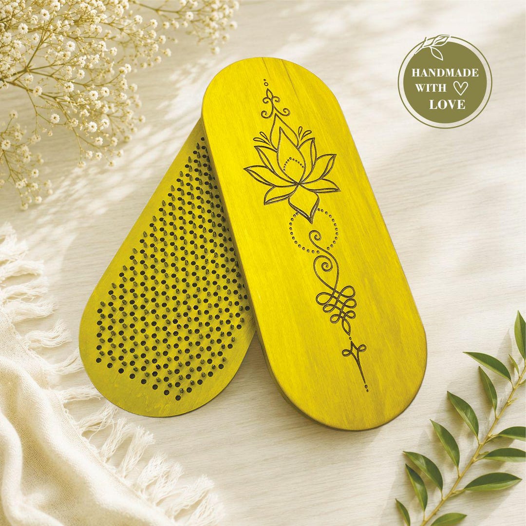 Yellow Sadhu Board Set for Meditation, Wooden Nail Board