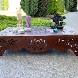 Small table, Meditation table, Prayer table, Meditation altar, Tea table, Buddhist altar, Japanese table, Yoga, Wood table, Spiritual image 2