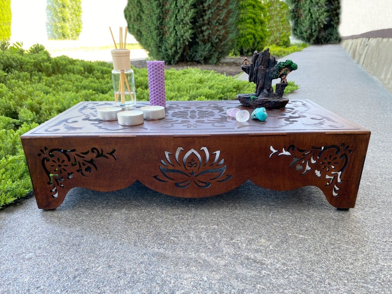 Small table, Meditation table, Prayer table, Meditation altar, Tea table, Buddhist altar, Japanese table, Yoga, Wood table, Spiritual image 2