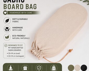 Pochette en lin pour planche Sadhu, sac pour planche Sadhu, sac de rangement pour planche de yoga, housse pour planche de méditation, sac de transport à cordon, étui en coton fait main