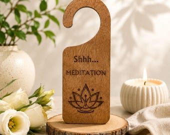 Door Hanger Meditation, Do Not Disturb Sign Meditation, Meditation Door Sign Do Not Disturb, Decor sign Meditation, Door Tag, Hanging Plaque