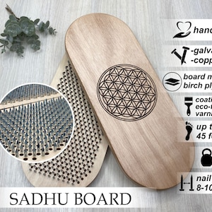 Inexpensive sadhu board, Custom yoga gifts, Meditation gift, Wooden Sadhu Board with nails for foot massage, Yoga women gifts, Budget gift image 1