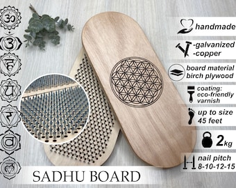 Inexpensive sadhu board, Custom yoga gifts, Meditation gift, Wooden Sadhu Board with nails for foot massage, Yoga women gifts, Budget gift