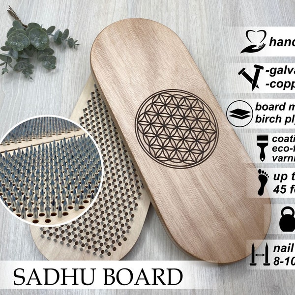 Inexpensive sadhu board, Custom yoga gifts, Meditation gift, Wooden Sadhu Board with nails for foot massage, Yoga women gifts, Budget gift