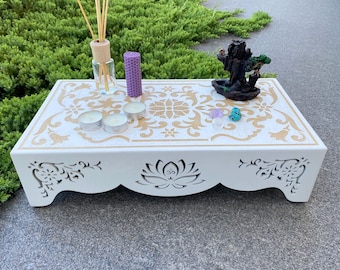 Mesa pequeña, Mesa de meditación, Mesa de oración, Altar de meditación, Mesa de té, Altar budista, Mesa japonesa, Yoga, Mesa de madera, Espiritual