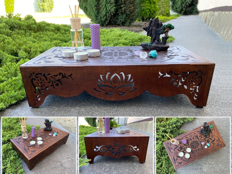 Small table, Meditation table, Prayer table, Meditation altar, Tea table, Buddhist altar, Japanese table, Yoga, Wood table, Spiritual image 3