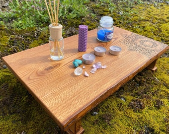 Meditation table, Meditation shrine, Prayer table, Meditation altar, Tea table, Buddhist altar, Japanese table, Table for yoga attributes