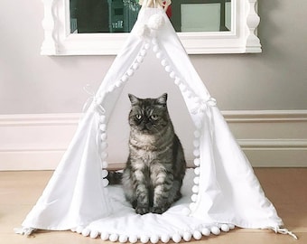 White Dog Bed: Dog Teepee & Cat Teepee from 100% Cotton