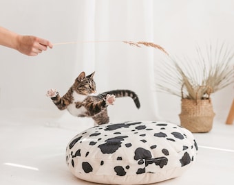 Weicher Kunstpelz Katzenbett mit Kuh Druck - Bequeme Haustiere Bettwäsche - Katzen Tiefschlafkissen