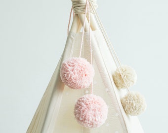 Pink Pom Poms Teepee Topper - Photo Props - Tipi Accessories