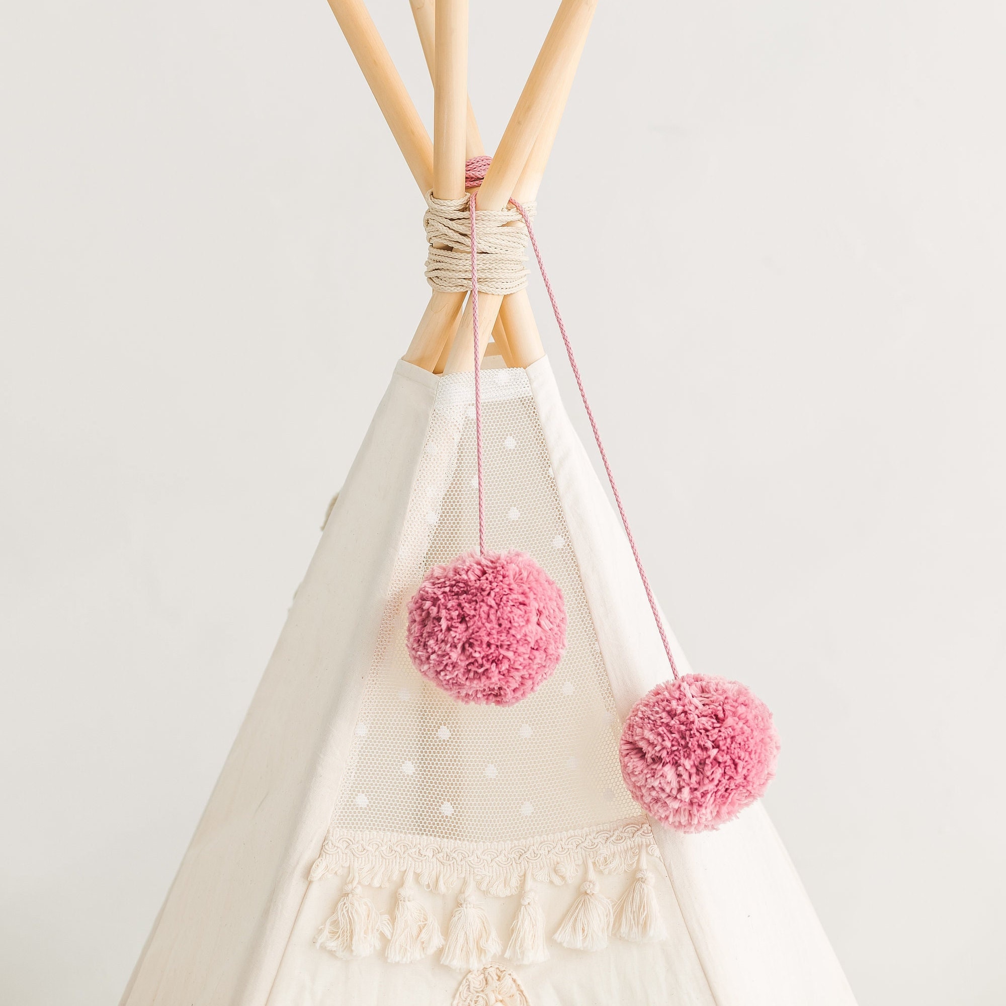Pink Pom Poms for Pet Teepee Tent Decor - Photo Props - Tipi Accessories