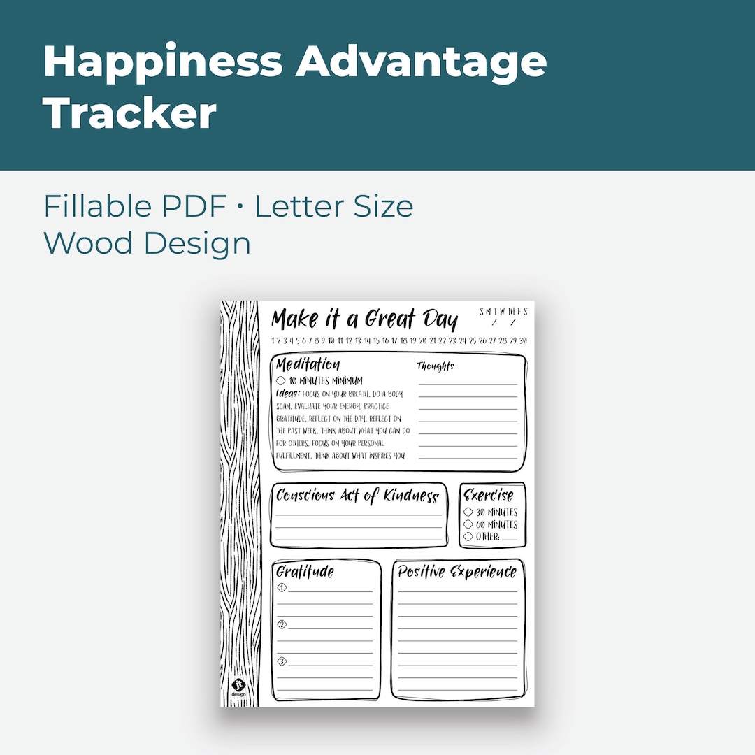 Happiness Advantage Tracker Shawn Achor Lasting Positive Change Positive Habits Chart Goal