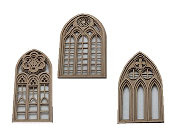 Miniature Model Multi-Part 3D Gothic Windows 2 - Various Options